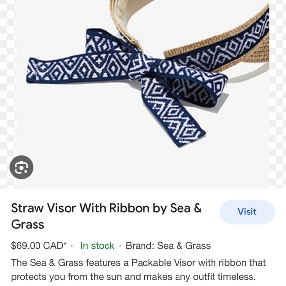 SEA & GRASS Packable visor one size new with tags - Picture 4 of 8